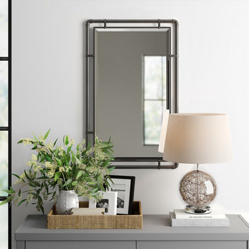 Tenmopa Industrial Beveled Metal Wall Accent Mirror